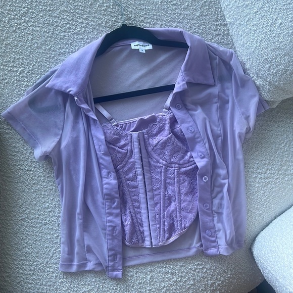 Superdown Mesh Top with Purple Corset - Picture 2 of 4